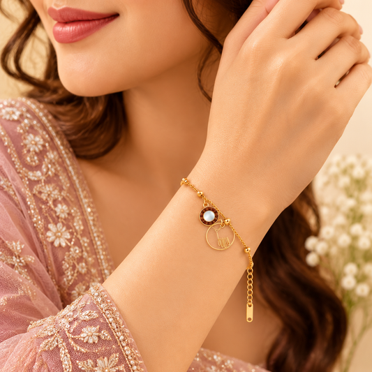Golden Muse Beaded Charm Bracelet