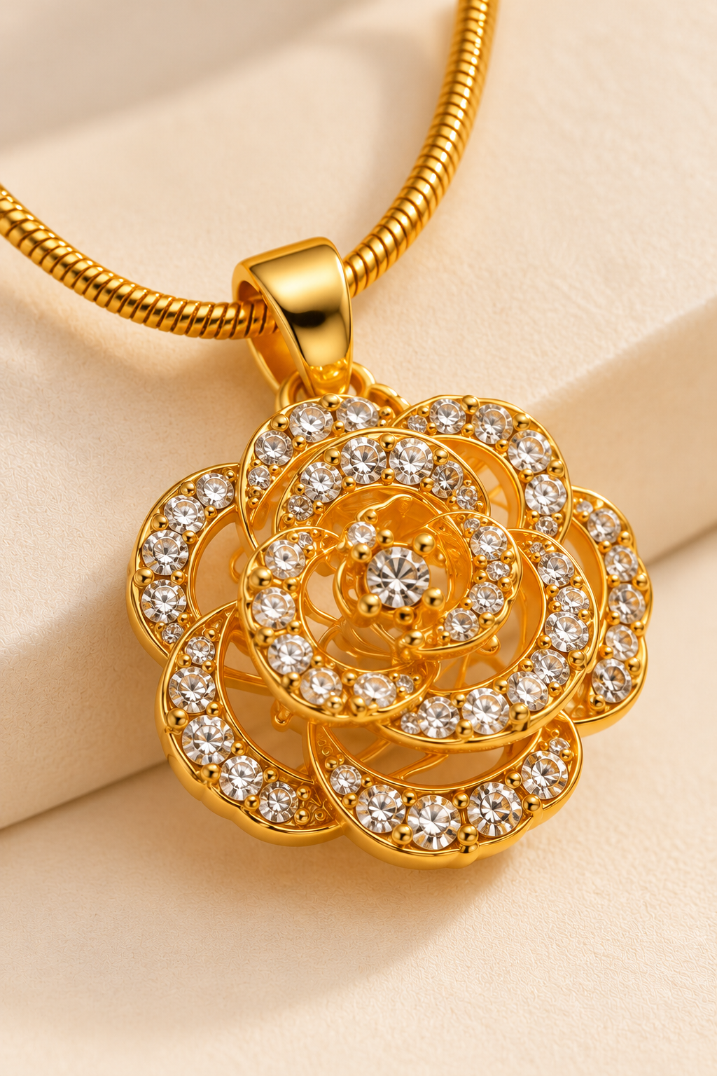 Gold-Tone Floral Pendant Necklace
