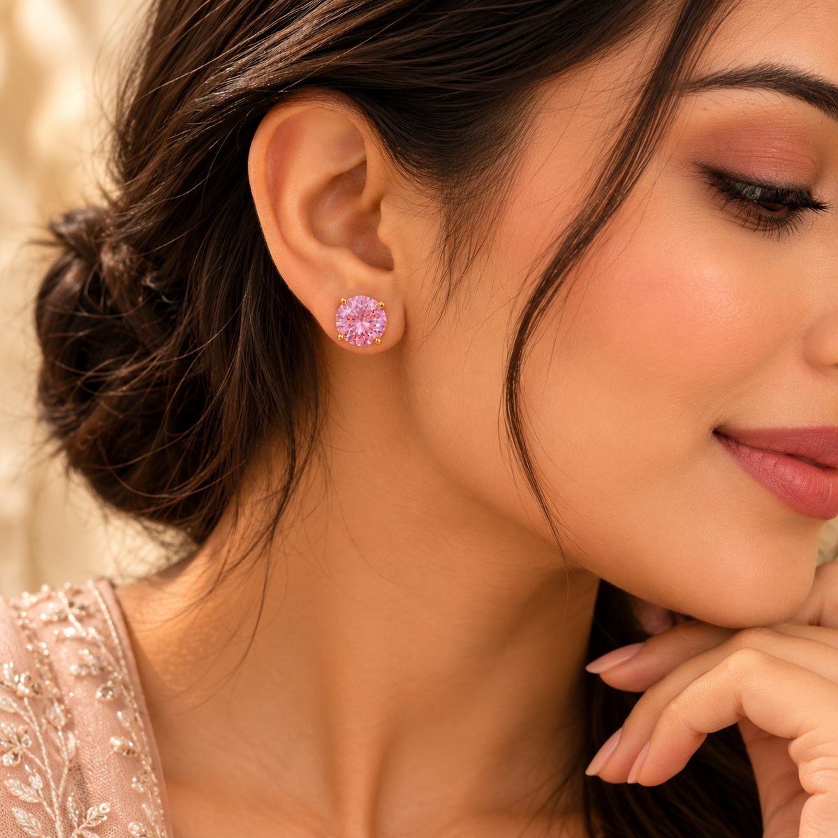 Blush Sparkle Pink Stone Stud Earrings