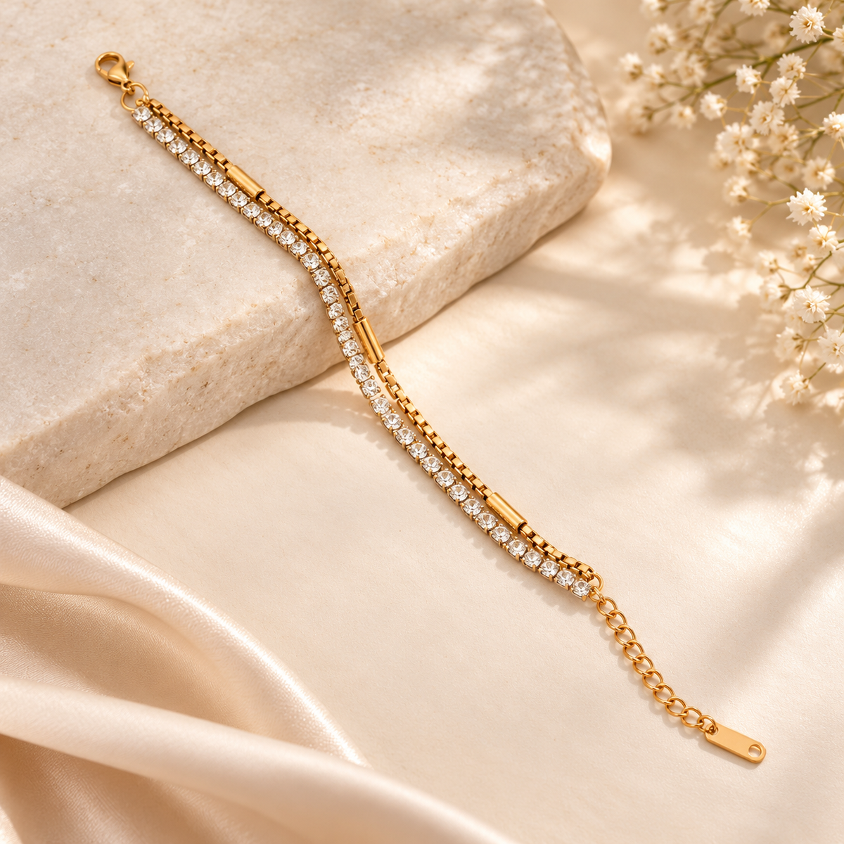 Luminous Duo Gold-Tone Double-Strand Bracelet