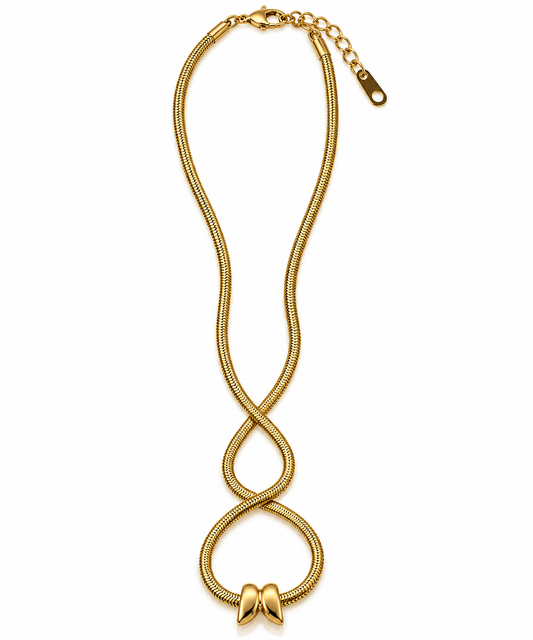 TEEYAKA Infinity Bow Gold Necklace – Premium Stainless Steel Anti-Tarnish Jewellery