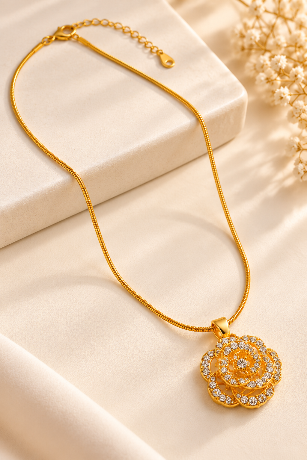 Gold-Tone Floral Pendant Necklace