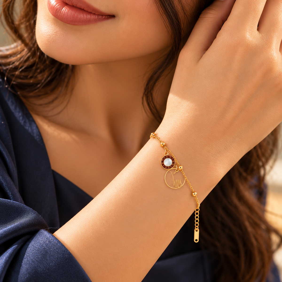 Golden Muse Beaded Charm Bracelet