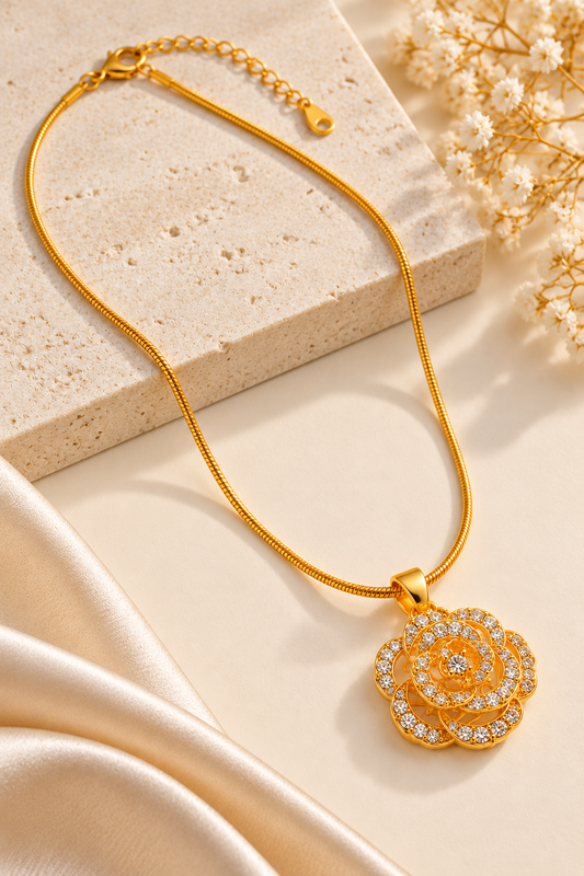 Gold-Tone Floral Pendant Necklace